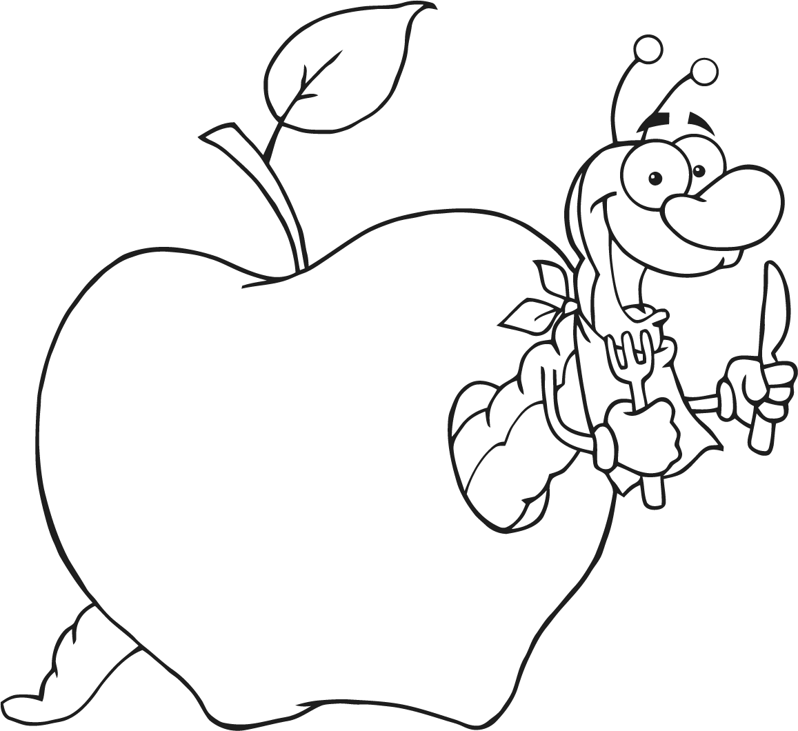 Apple Worm Coloring Page - Reinanco