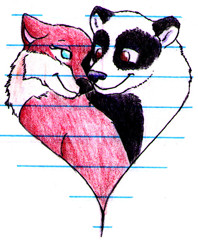 DeviantArt: More Like Panda and Red Wolf Heart by angeldemonpinkpup