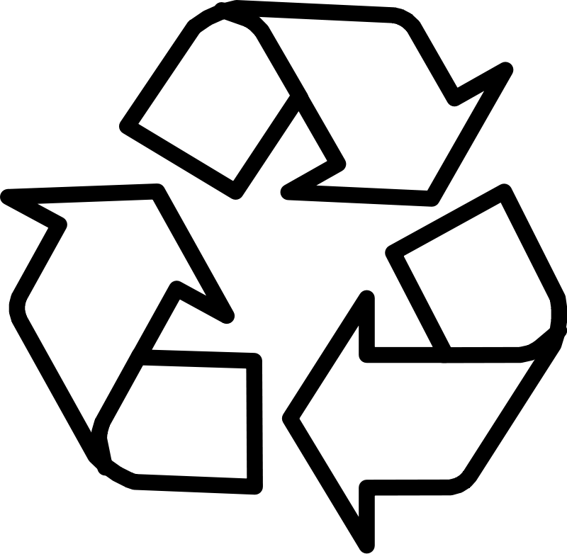 Clipart - Recycling Symbol 3 Arrows Black Outline