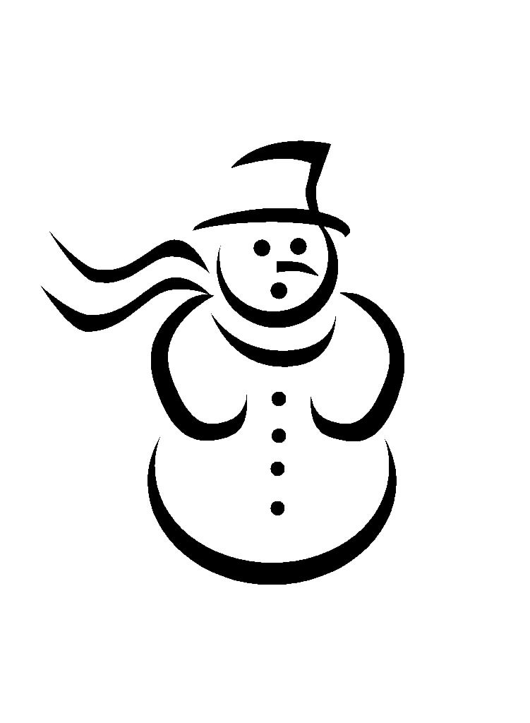 snow man outline - outline snowman clipart