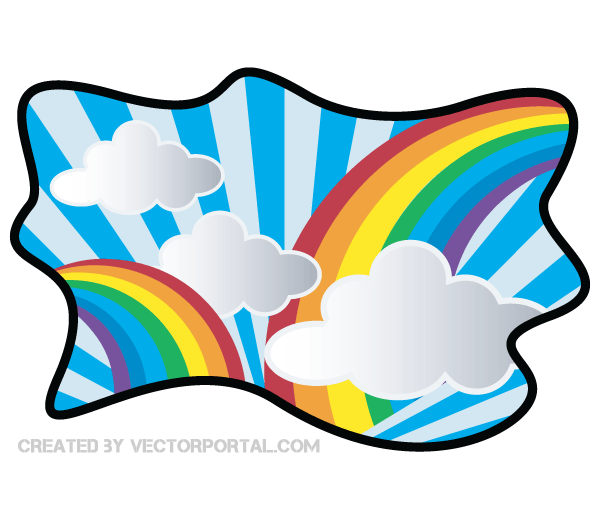 Vector Rainbow with Cloud Clip Art | Download Free Vector Art ...