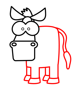 Drawing a cartoon donkey