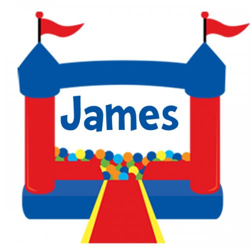 30 - Personalized Address Labels - Circus Bounce House Blue ...
