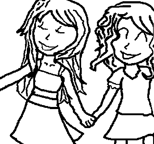 Coloring page Girls shaking hands to color online - Coloringcrew.
