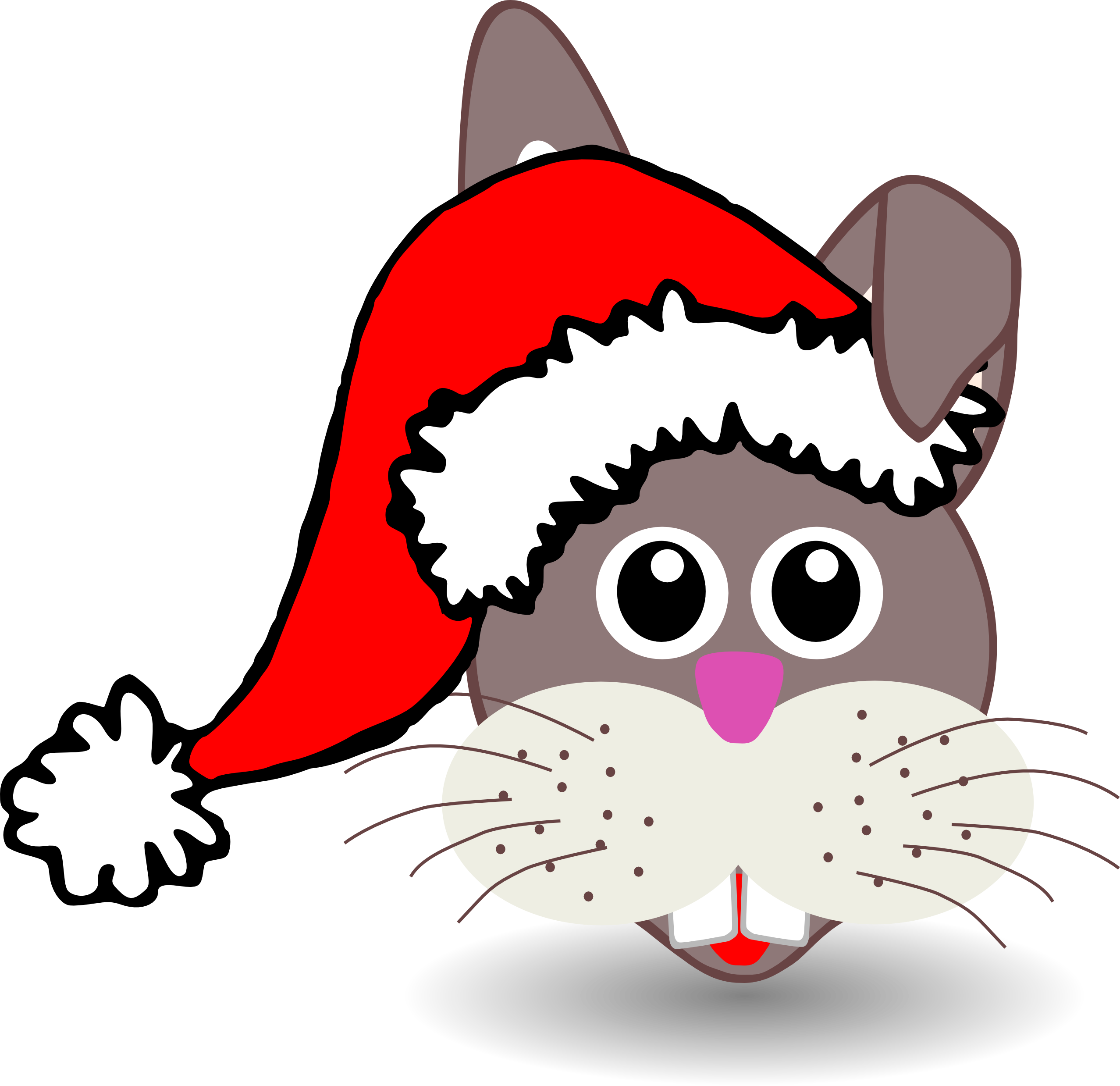 Clip Art: Rabbit 1 face with Santa Hat Christmas ...