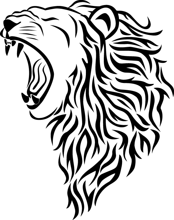 Tribal Lion Tattoo Design On Black Background: Real Photo ...