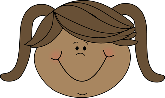 Clipart girl happy brown hair