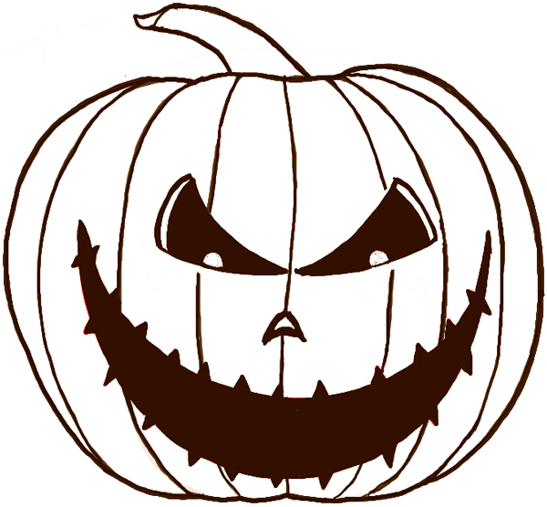 How to Draw a Scary Pumpkin Jack-O-Lantern in Easy Steps for ...