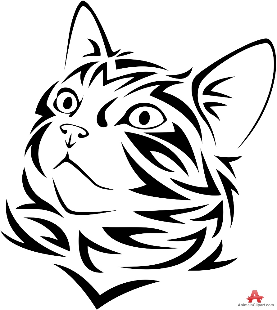 Tribal Tattoo Design of Cat Face | Free Clipart Design Download