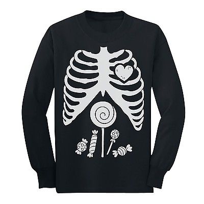 Children Skeleton Candy Rib-cage X-ray Halloween Funny Long Sleeve ...