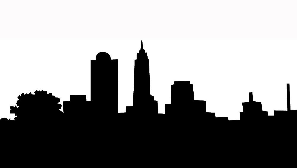 Cityscape city skyline black and white clip art clipart image #20606
