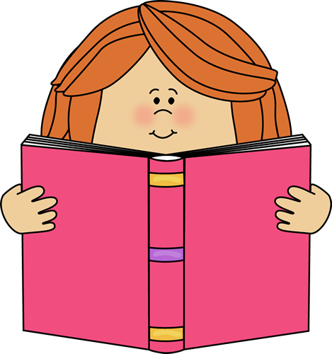 Clipart girl reading book