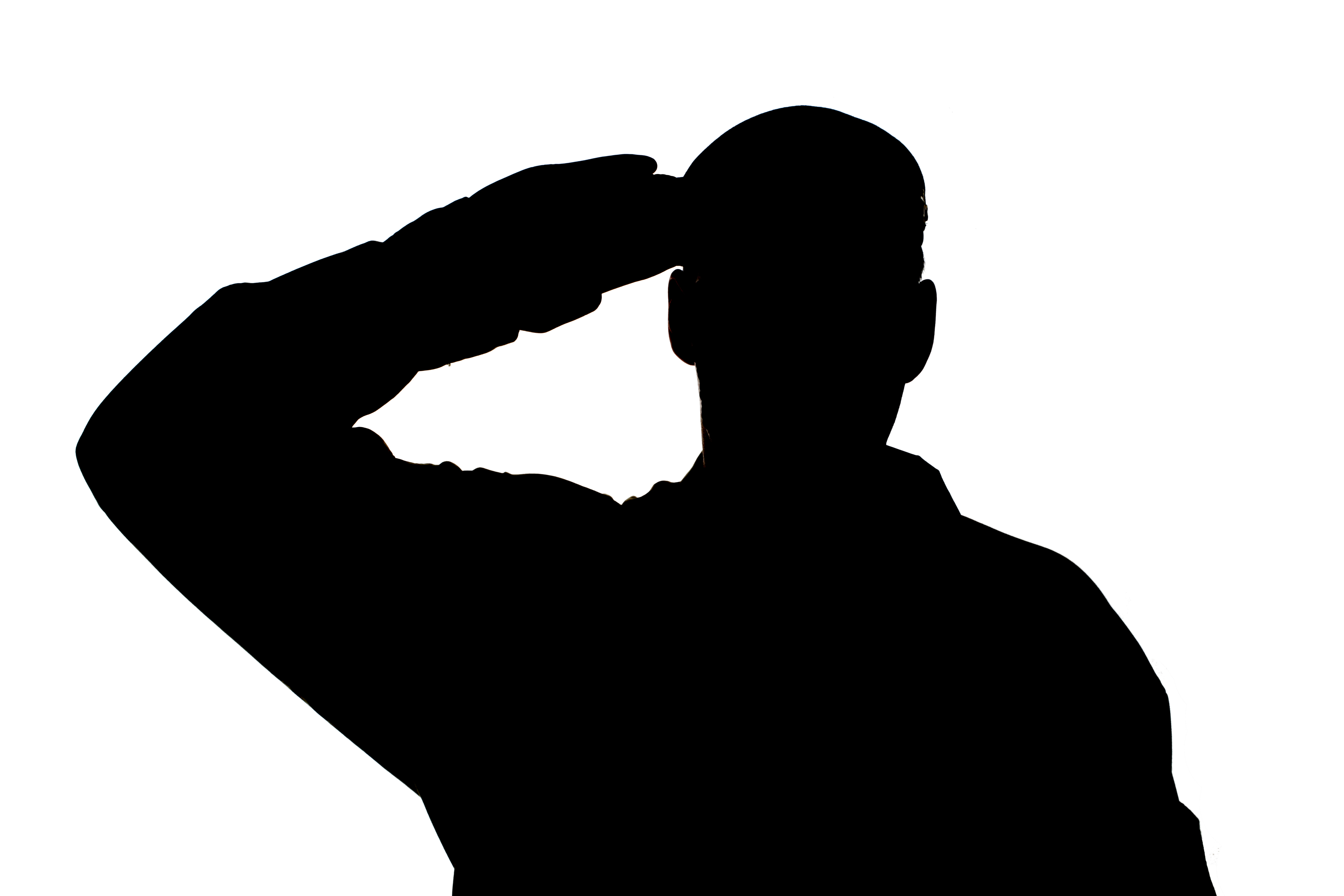 Us soldiers saluting silhouette high resolution clipart