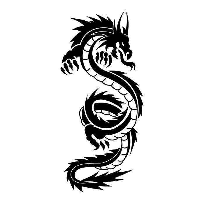 Simple Black Tribal Dragon Tattoo Design