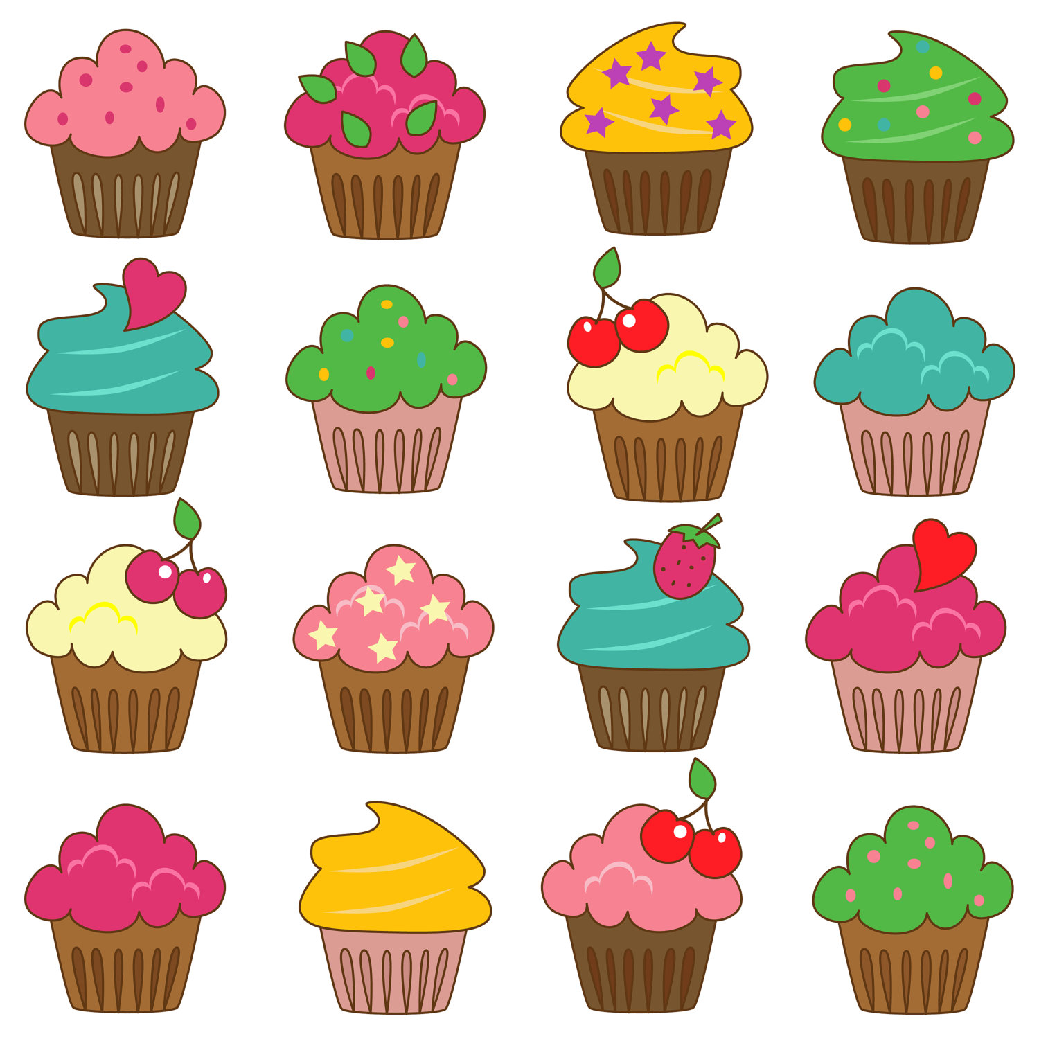 Cupcakes Clip Art Clipart Commercial and Personal by PinkPueblo