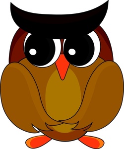 Owl Clipart Image - Little Brown Owl with Large Eyes