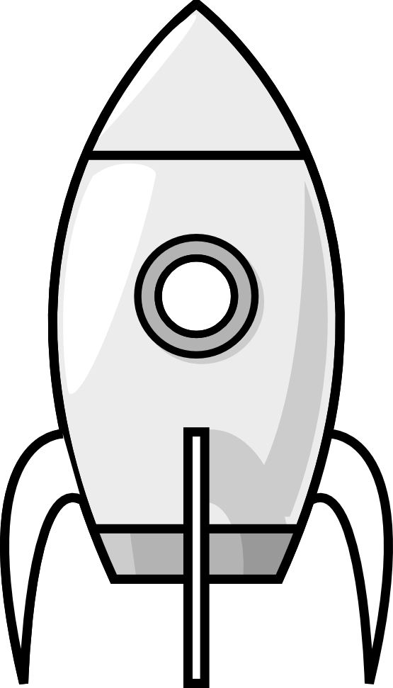 1,619 views Clip Art: Purzen a Moon Rocket Black White Line ...