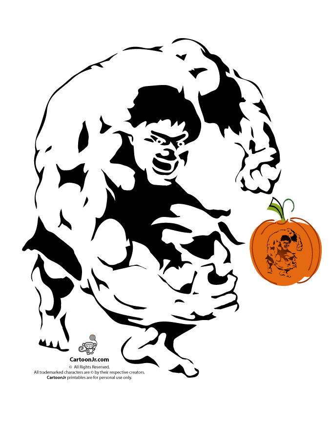 Marvel's Avengers Printable Pumpkin Stencils The Incredible Hulk ...