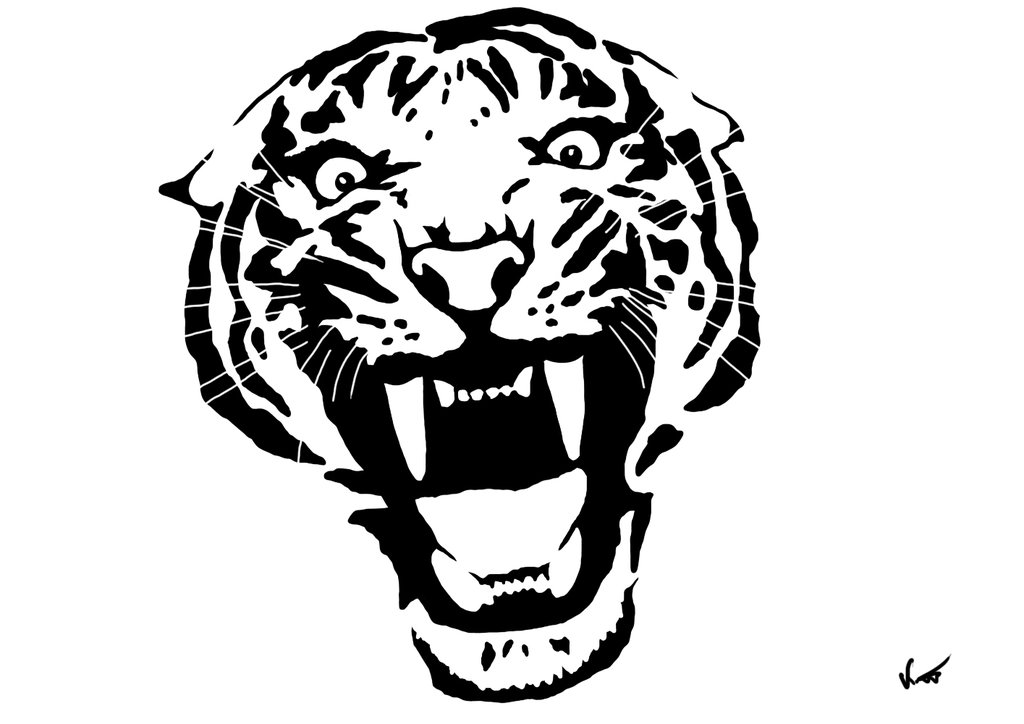 Line Drawing Of A Tiger S Face : Tiger line drawing clipart best