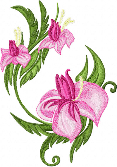 Elegant Oriental Flower machine embroidery design for towels and ...