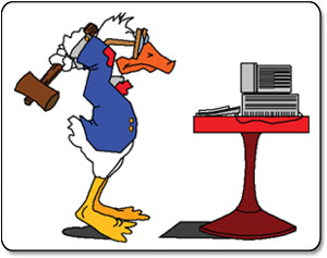Clipart duck smashing computer