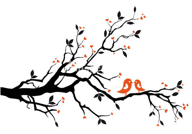 Kissing birds on tree branch Art Prints by Bea Kraus - Shop Canvas ...