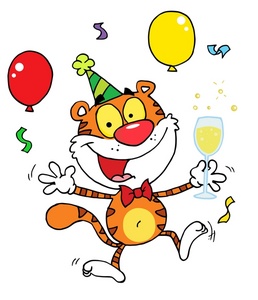 Celebration Clipart Image - A Tiger Drinking Champagne and ...