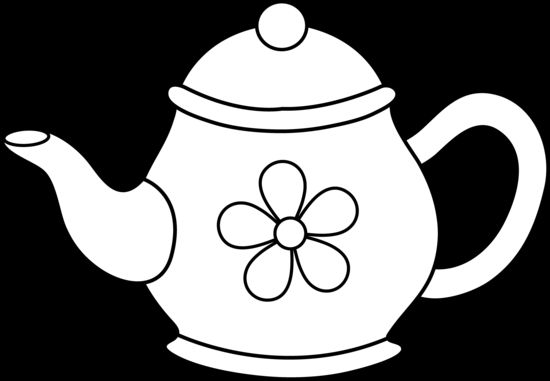 682 views flowers in pots coloring pages | Cute Teapot Line Art - Free Clip ...