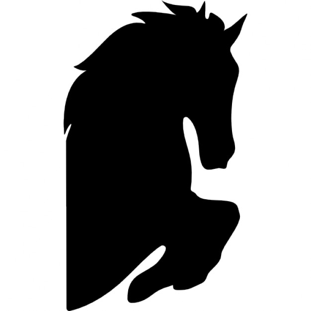 Horse head silhouette with raised feet facing right Icons | Free ...