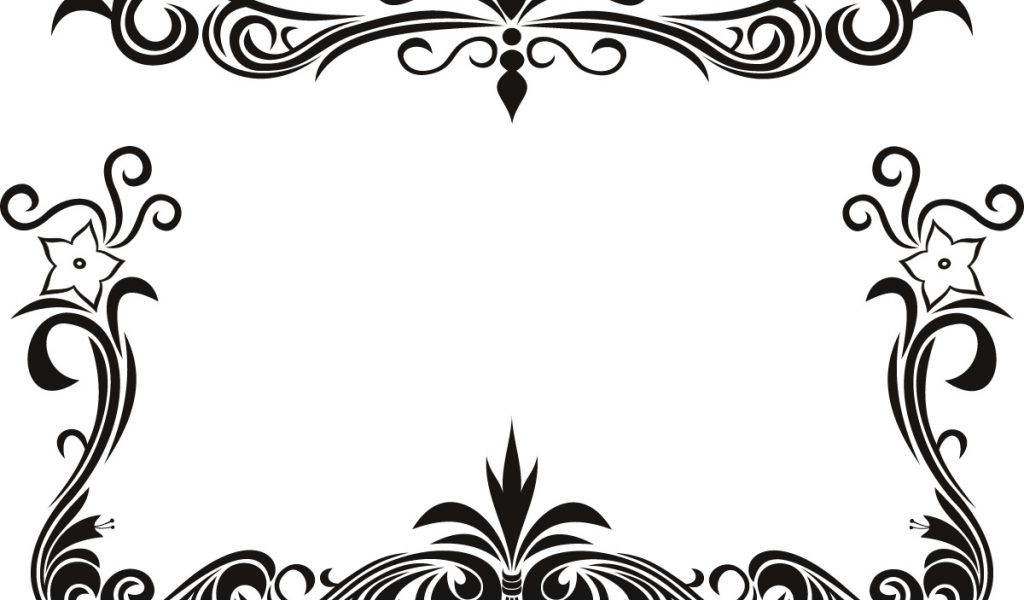 Flower line art and page borders clipart