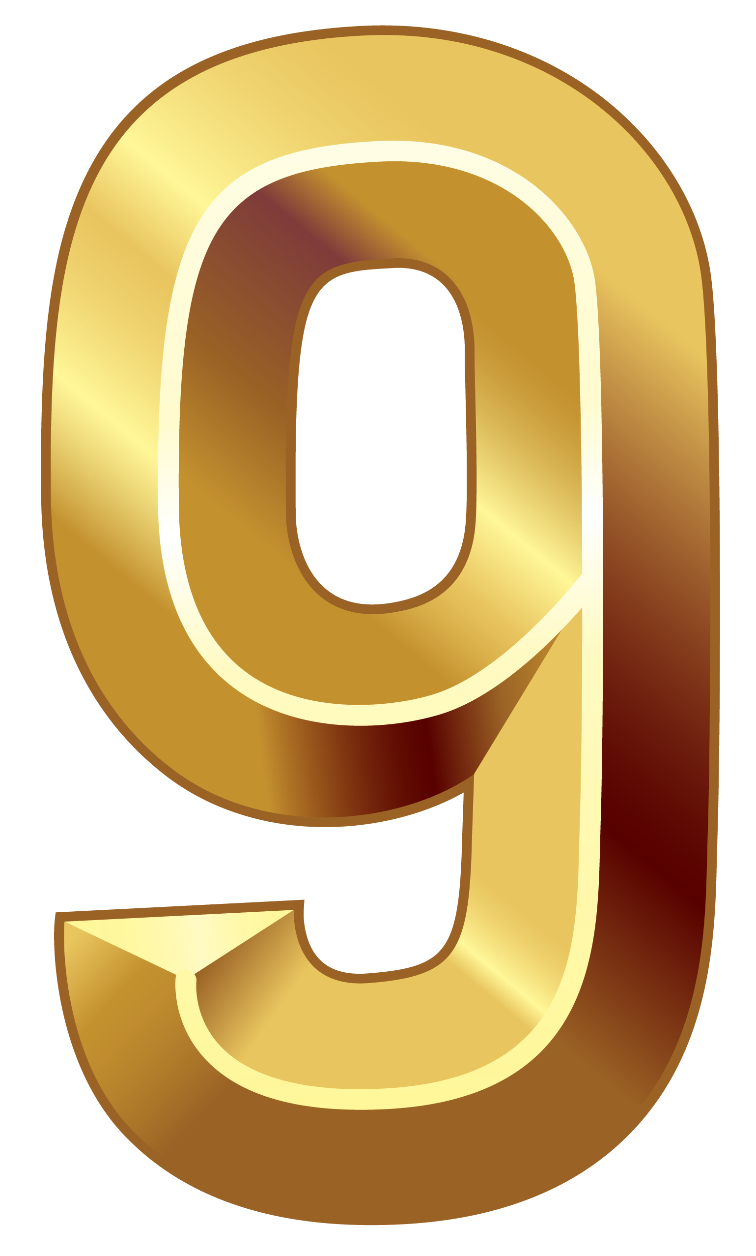 Gold Number Nine PNG Clipart Image