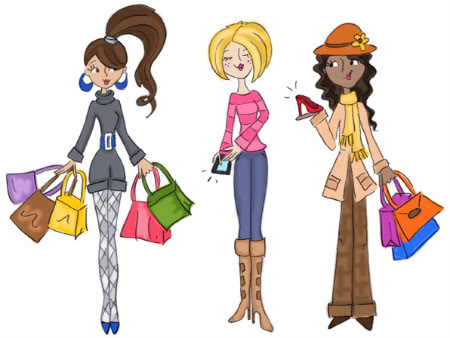 Girls Shopping Clipart