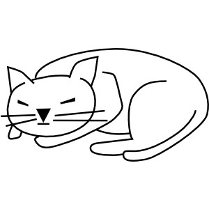 Sleeping cat clipart black and white