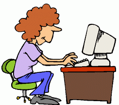 Person looking inside of computer clipart