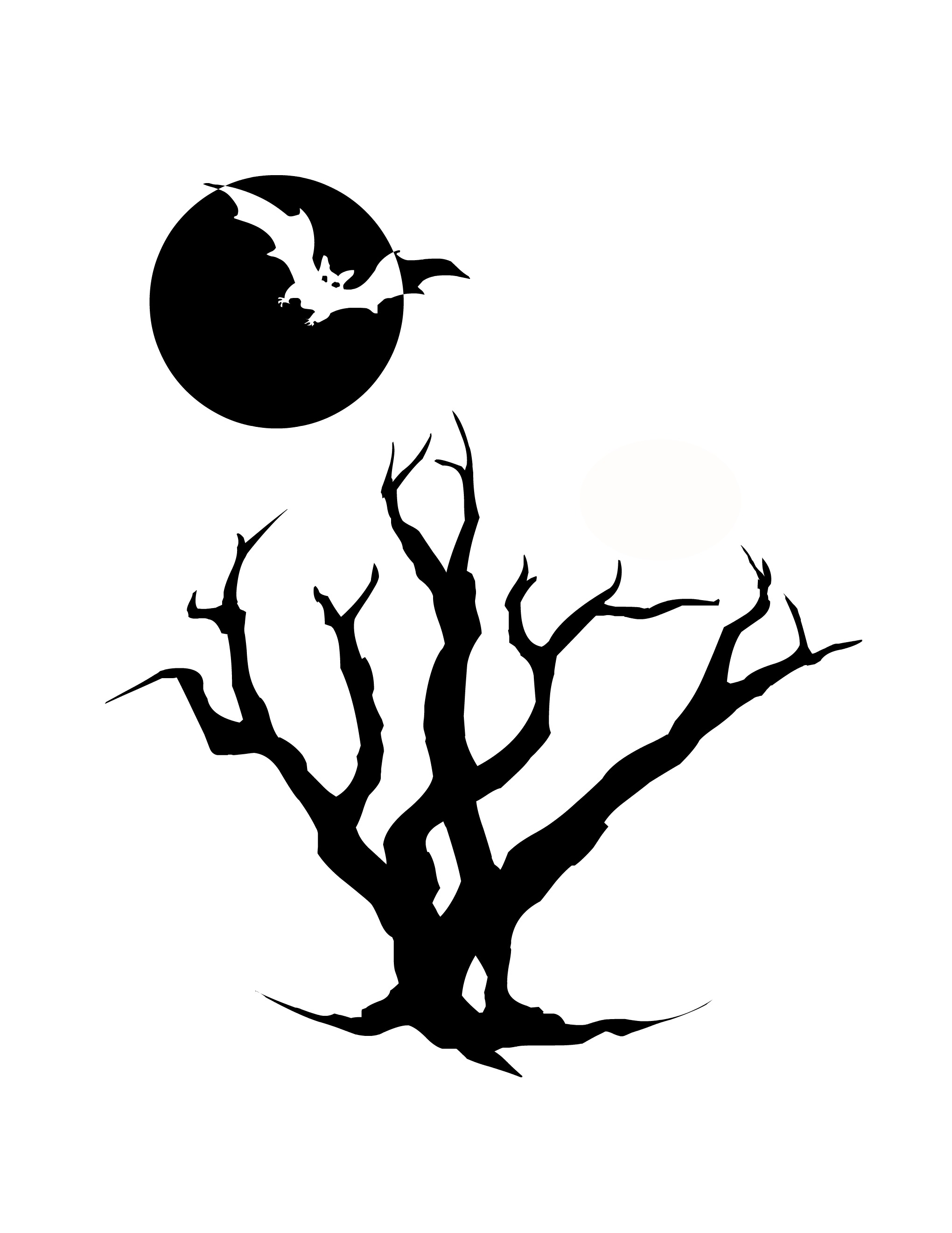 Creepy tree clipart outline