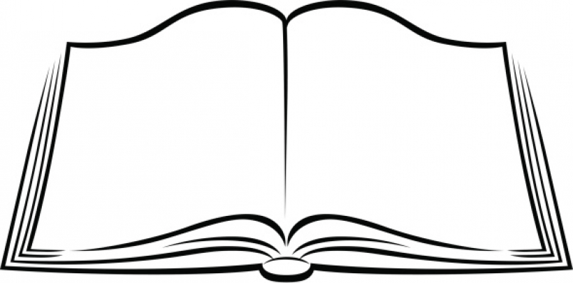 Simple open book clipart black and white