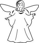 Black and white angel outline clipart