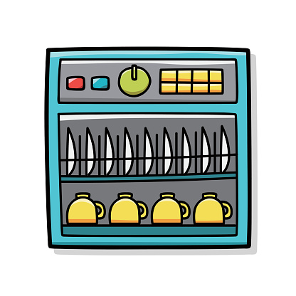 Drawing Of The Dishwashers Clip Art, Vector Images & Illustrations ...