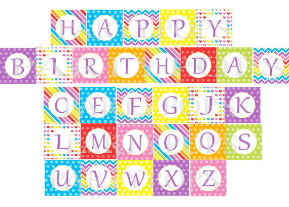 Printable happy birthday banner letters