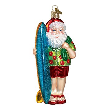 Amazon.com: Old World Christmas Surfer Santa Glass Blown Ornament ...
