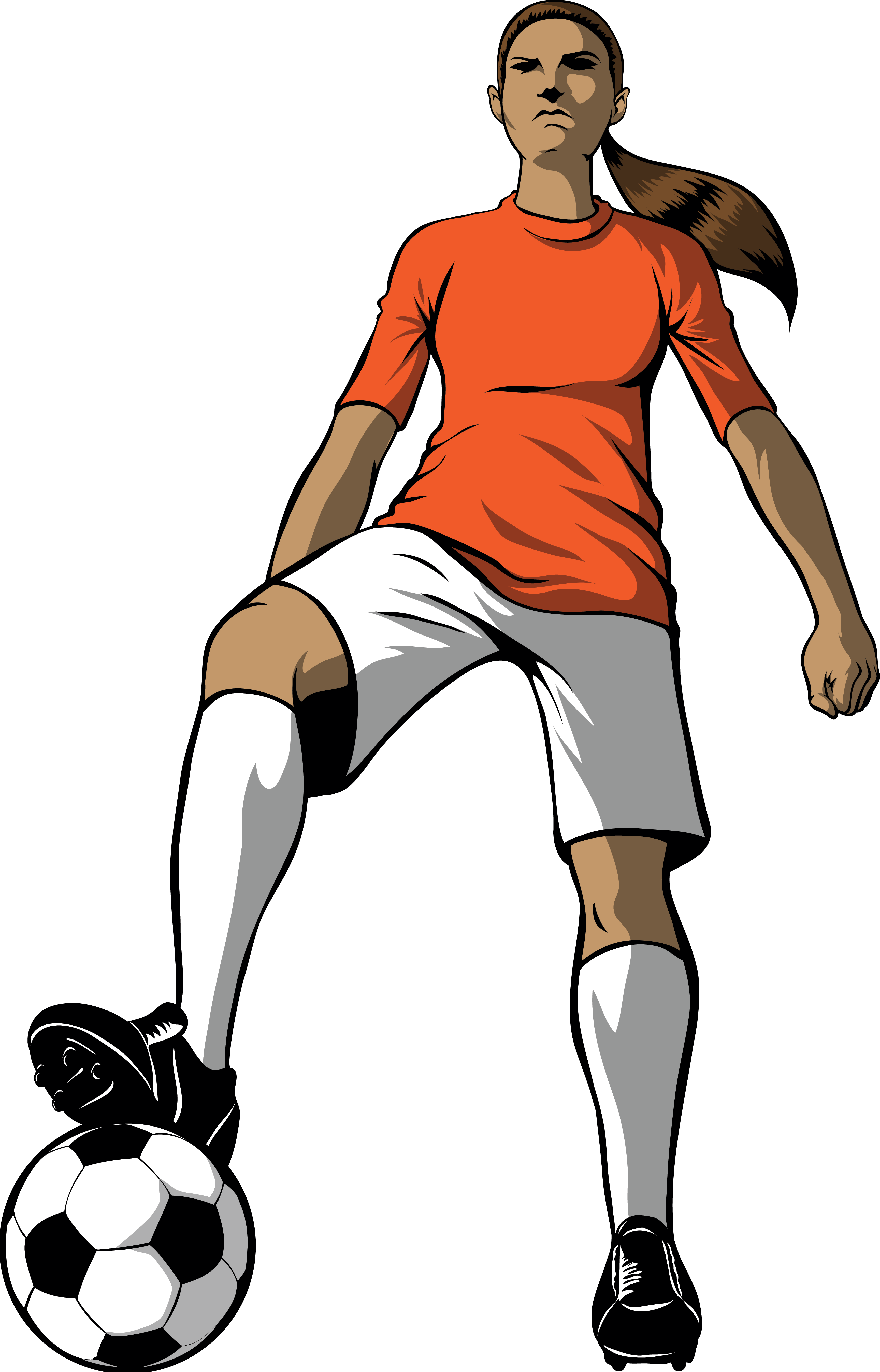 Girl playing soccer and basketball clipart