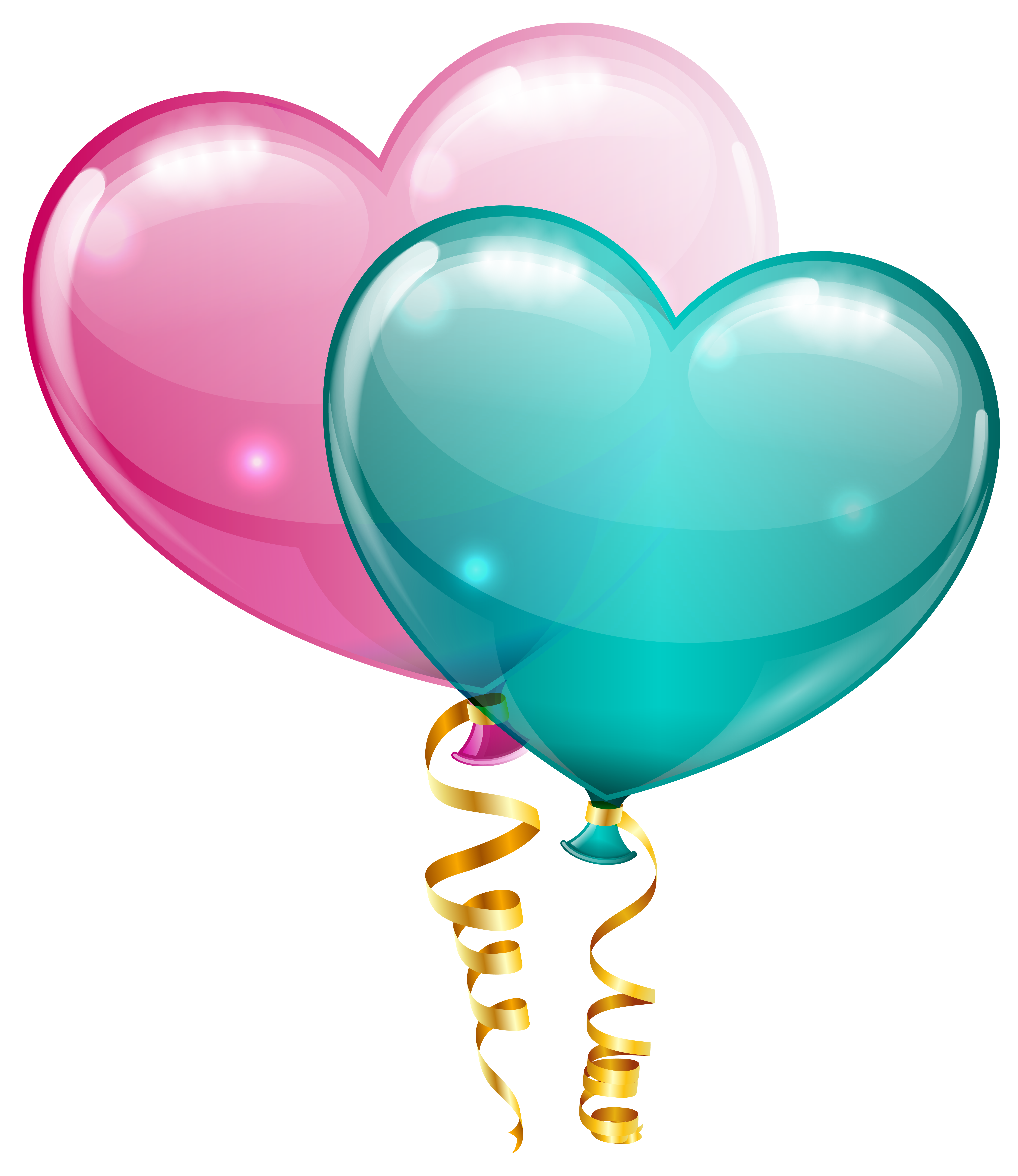 Pink and Blue Heart Balloons PNG Clipart Image