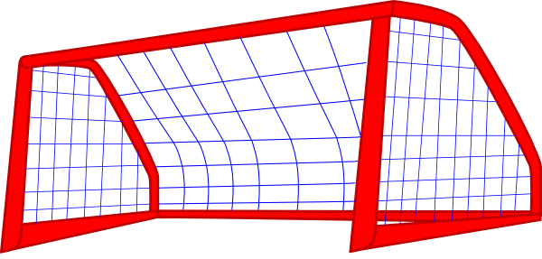 Red Post And Blue Soccer Goal Net Clip Art - vector ...