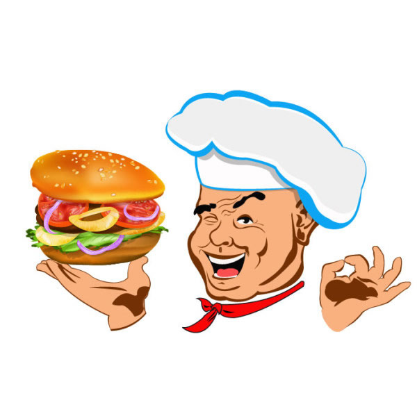 Kartun Burger Koki-kartun Vektor-vektor Gratis Download Gratis