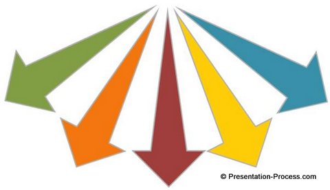Diverging 3D arrows in PowerPoint