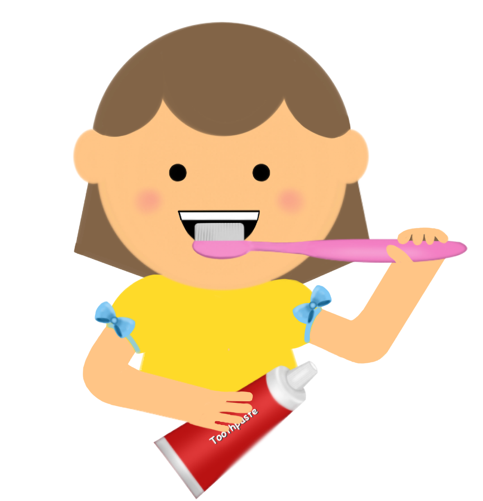 Kids brushing teeth clipart