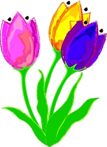 Tulips Clipart Image - Bunch Of Watercolor Style Tulip Flowers