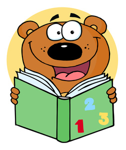 Reading Clipart Image - Cartoon Bear Reading a Child's Book