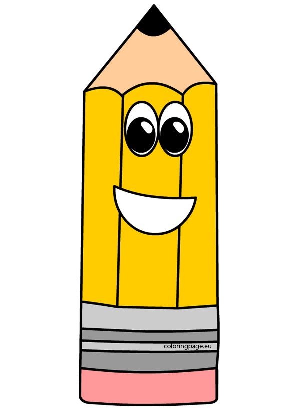 Funny cartoon pencil | Coloring Page