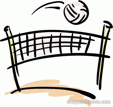 Volleyball ball and net clipart